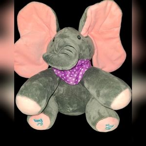 Grey & pink singing peek-a-boo elephant